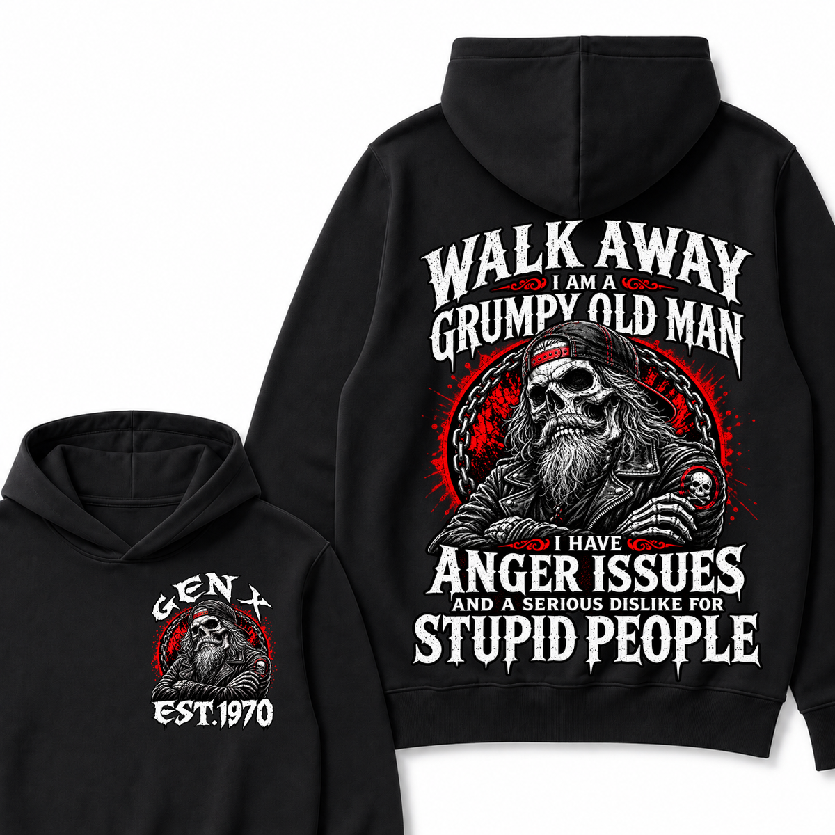 Walk Away I Am A Grumpy Old Man I Have Anger Issues And A Serious Dislike For Stupid People Est.Year Hoodie