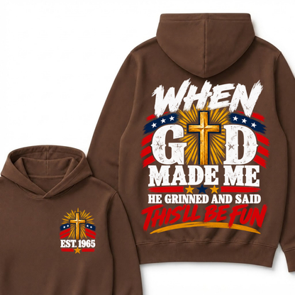 Custom Year Faith Cross Hoodie | Double Sided When God Made Me Graphic Hoodie
