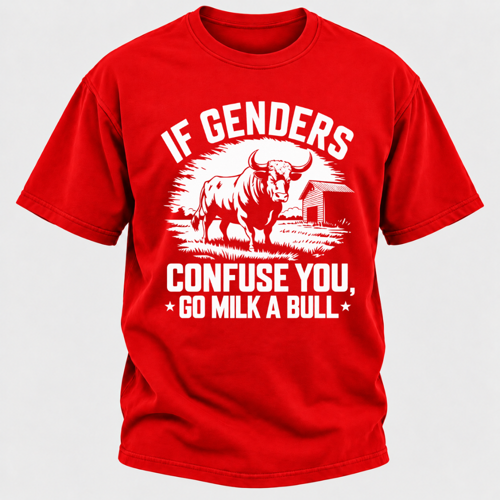 If Genders Confuse You Go Milk A Bull Vintage Farm Bull Graphic T-Shirt