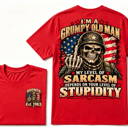 I'm A Grumpy Old Man My Level Of Sarcasm Depends On Your Level Of Stupidity Est.Year T-Shirt