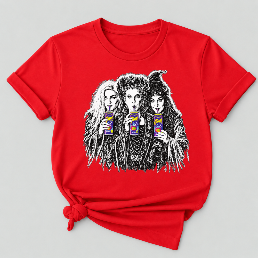Sanderson Sisters Drinking Juice Box Hocus Pocus Halloween Witch Graphic T-Shirt