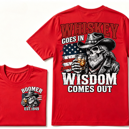 EST.Year Whiskey Goes In Wisdom Comes Out Western Whiskey Graphic Tee