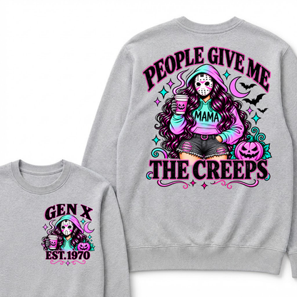 Gen X “People Give Me the Creeps” Halloween Sweatshirts – Custom Birth Year