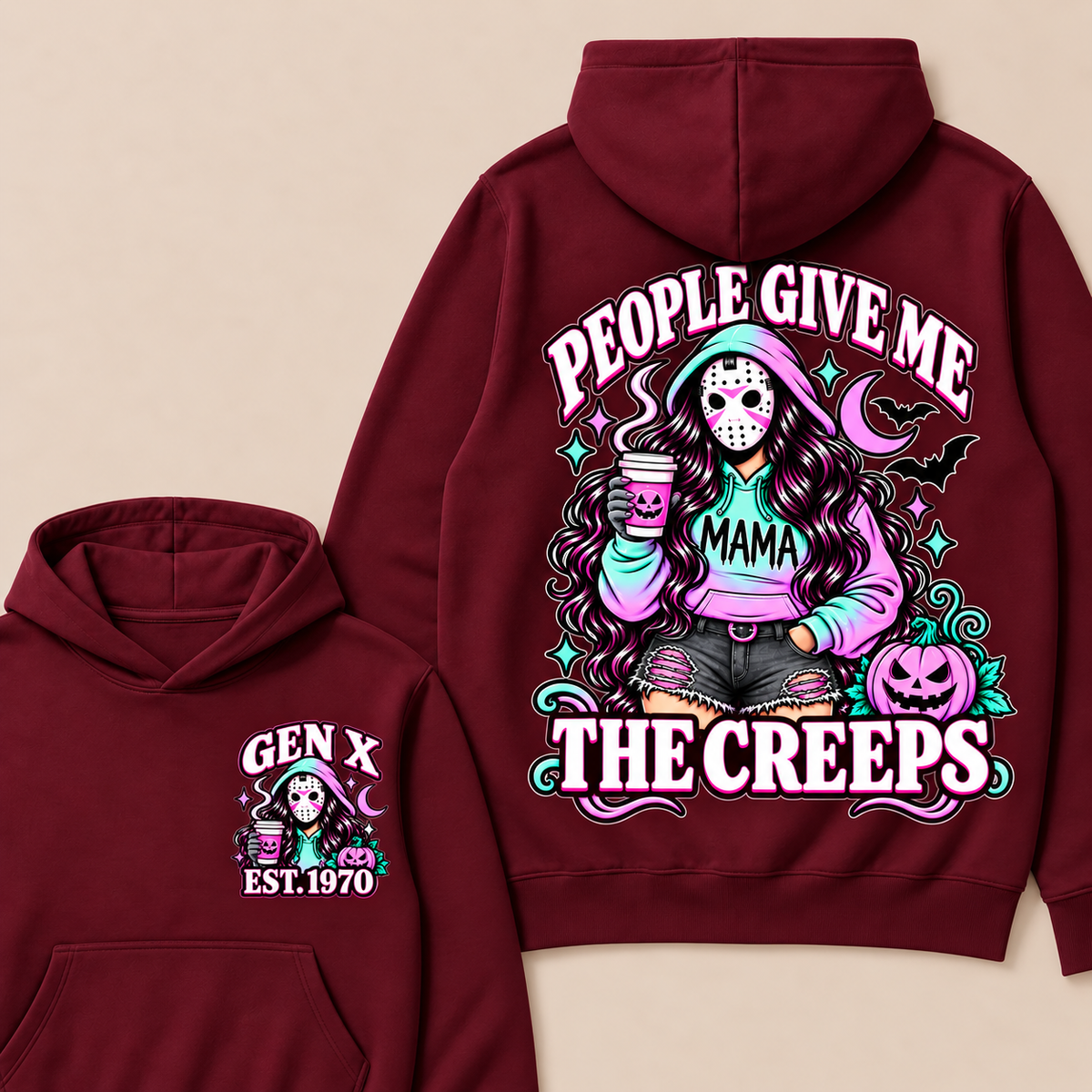 Gen X “People Give Me the Creeps” Halloween Hoodie – Custom Birth Year