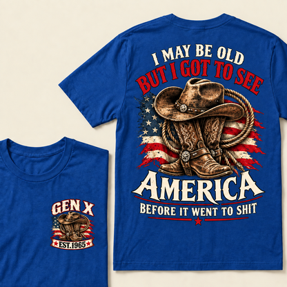 Funny Gen X Cowboy T-Shirt, Vintage Western American Flag Tee, Retro 1965 Gen X Gift, Patriotic Country Shirt