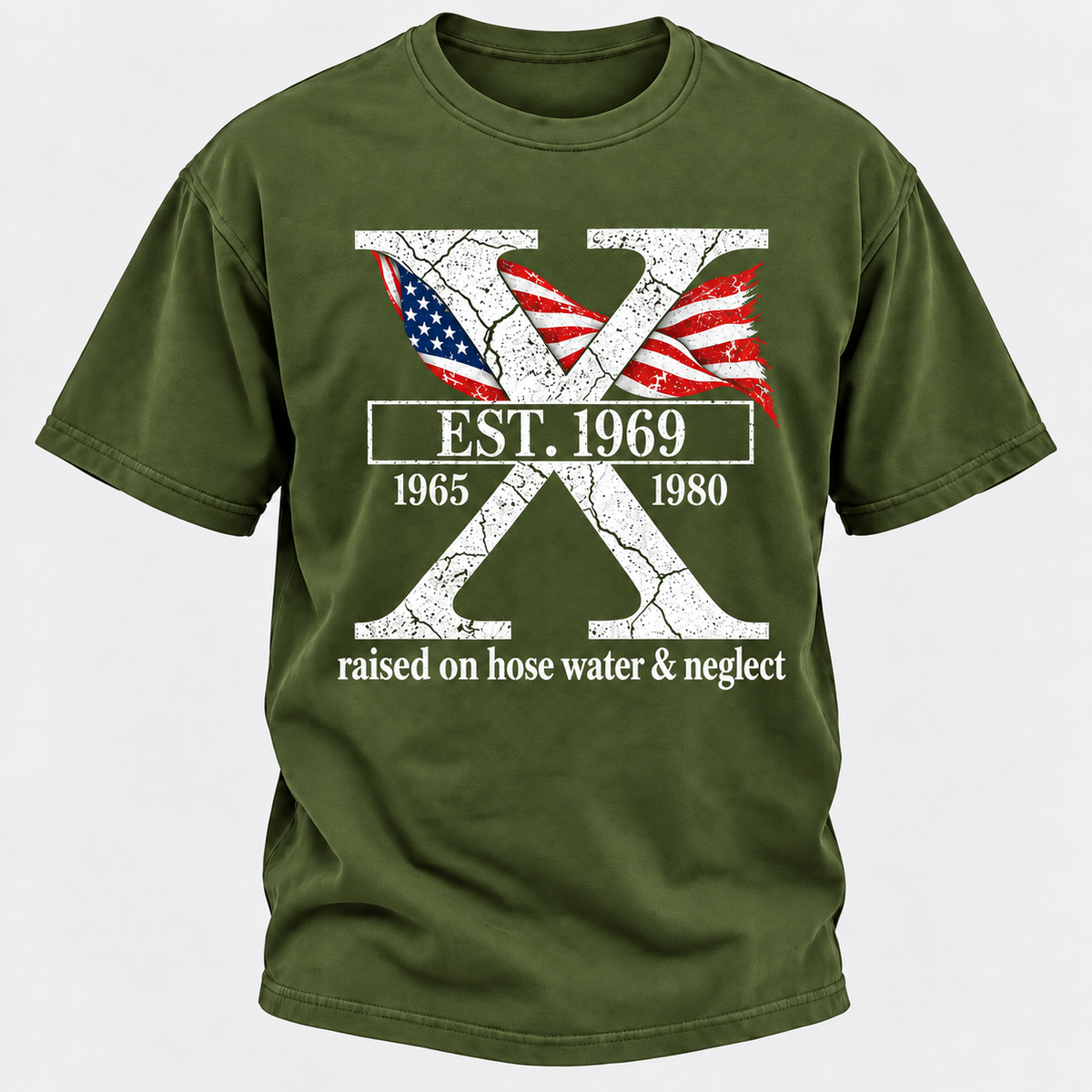 Custom GEN X Year Raised On Hose Water And Neglect USA FLAG T-Shirts