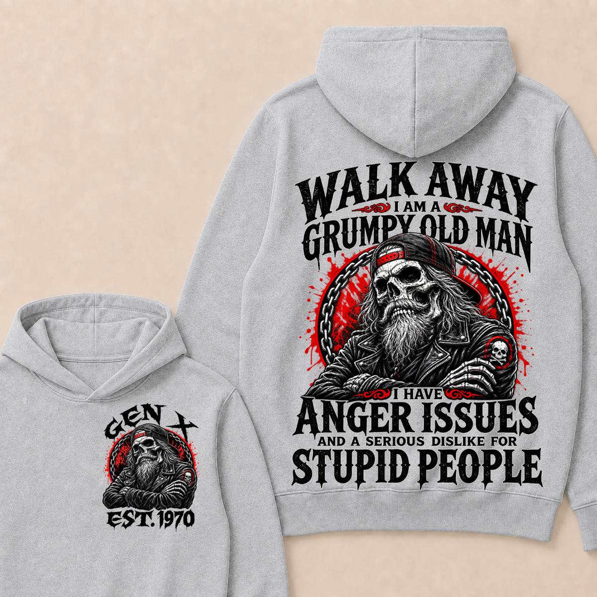 Walk Away I Am A Grumpy Old Man I Have Anger Issues And A Serious Dislike For Stupid People Est.Year Hoodie