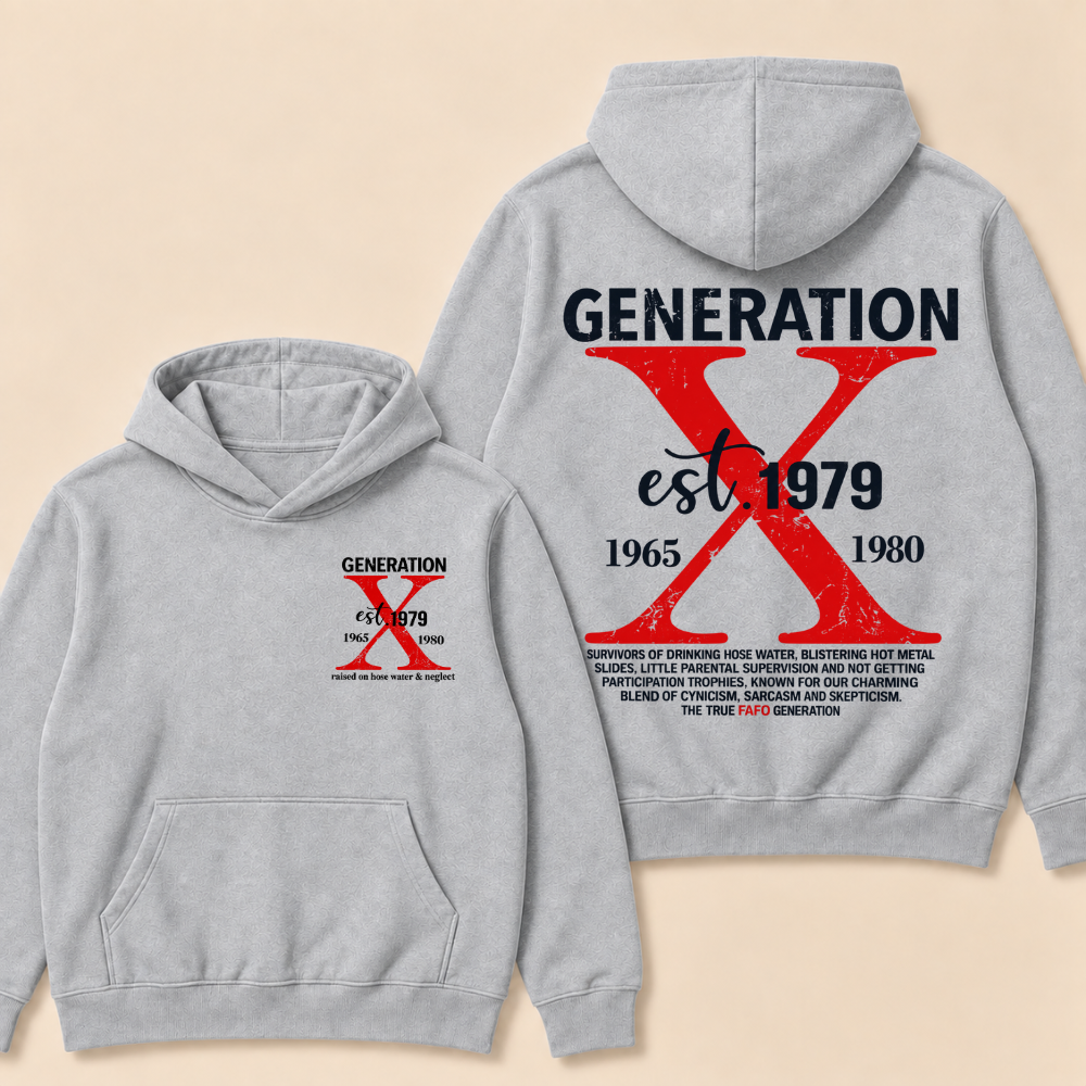 CUSTOM GENERATION X EST. Year – Vintage Distressed Retro Hoodie