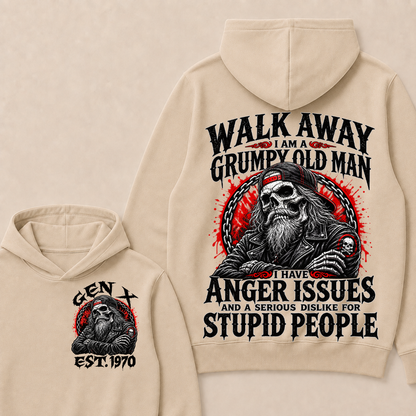 Walk Away I Am A Grumpy Old Man I Have Anger Issues And A Serious Dislike For Stupid People Est.Year Hoodie