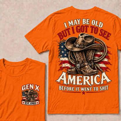 Funny Gen X Cowboy T-Shirt, Vintage Western American Flag Tee, Retro 1965 Gen X Gift, Patriotic Country Shirt