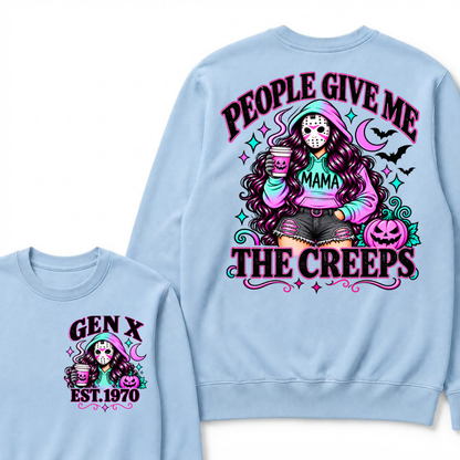 Gen X “People Give Me the Creeps” Halloween Sweatshirts – Custom Birth Year