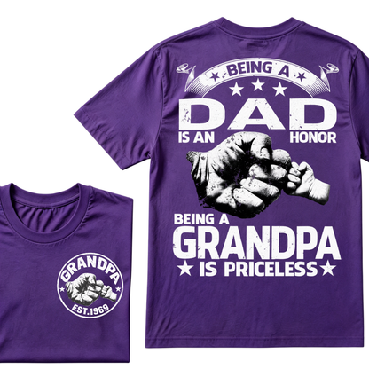 Being A Dad Is An Honor Being A Grandpa Is Priceless EST.Year Graphic T-Shirt