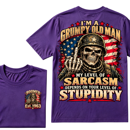 I'm A Grumpy Old Man My Level Of Sarcasm Depends On Your Level Of Stupidity Est.Year T-Shirt