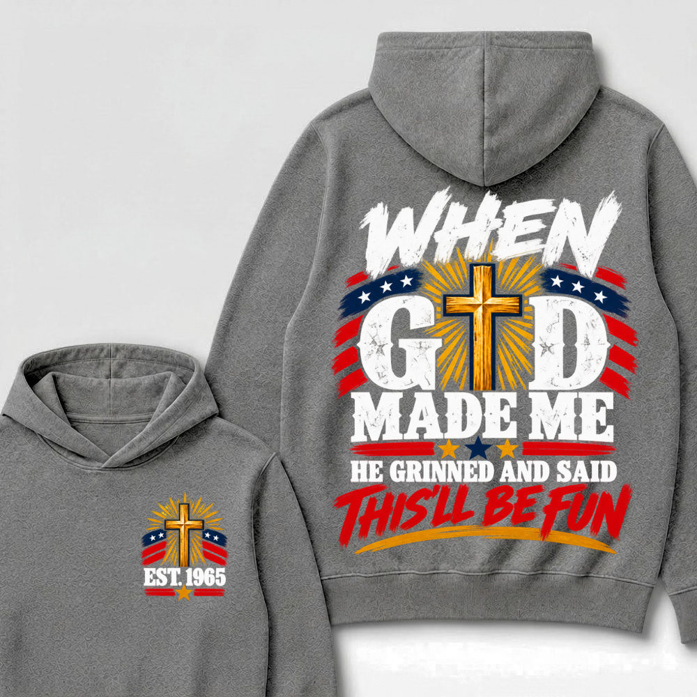 Custom Year Faith Cross Hoodie | Double Sided When God Made Me Graphic Hoodie