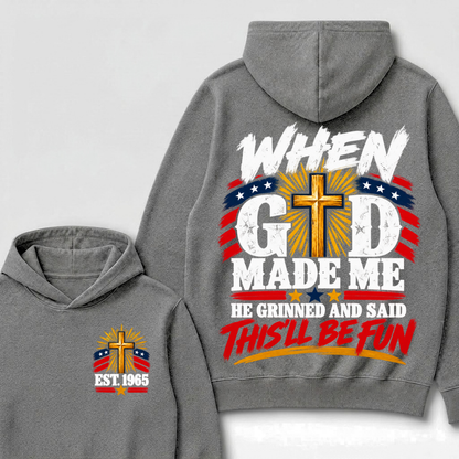 Custom Year Faith Cross Hoodie | Double Sided When God Made Me Graphic Hoodie