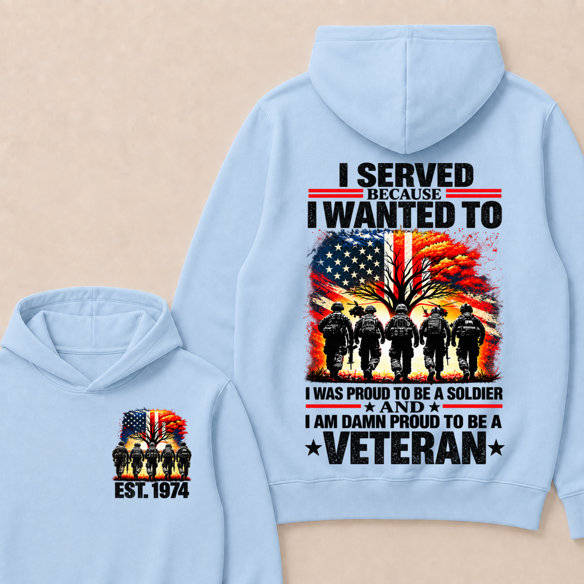 I Served Because I Wanted To  I Was Proud To Be A Soldier  And  I Am Damn Proud To Be A Veteran  Est. Year Hoodie