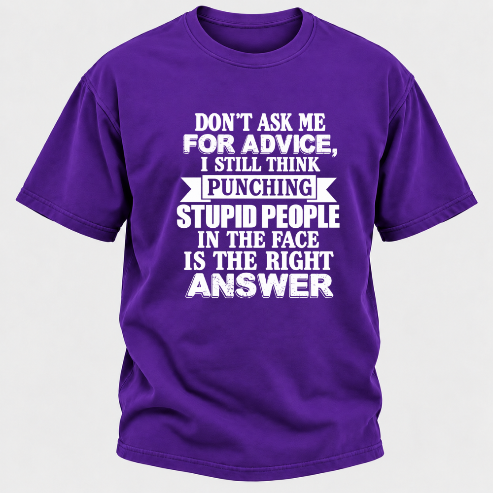 Don't Ask Me For Advice I Still Think Punching Stupid People In The Face Is The Right Answer Funny Sarcastic Quote T-Shirt