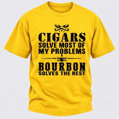 Cigars Solve Most Of My Problems Bourbon / Whiskey Does The Rest T-shirt