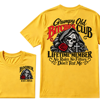 Grumpy Old Bitches Club Lifetime Member No Rules No Filters Don't Test Me EST.Year Print Graphic Tee