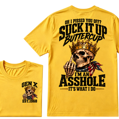 Gen X EST.Year Crown Skull American Bandage Retro Sarcastic Quote Graphic T-Shirt