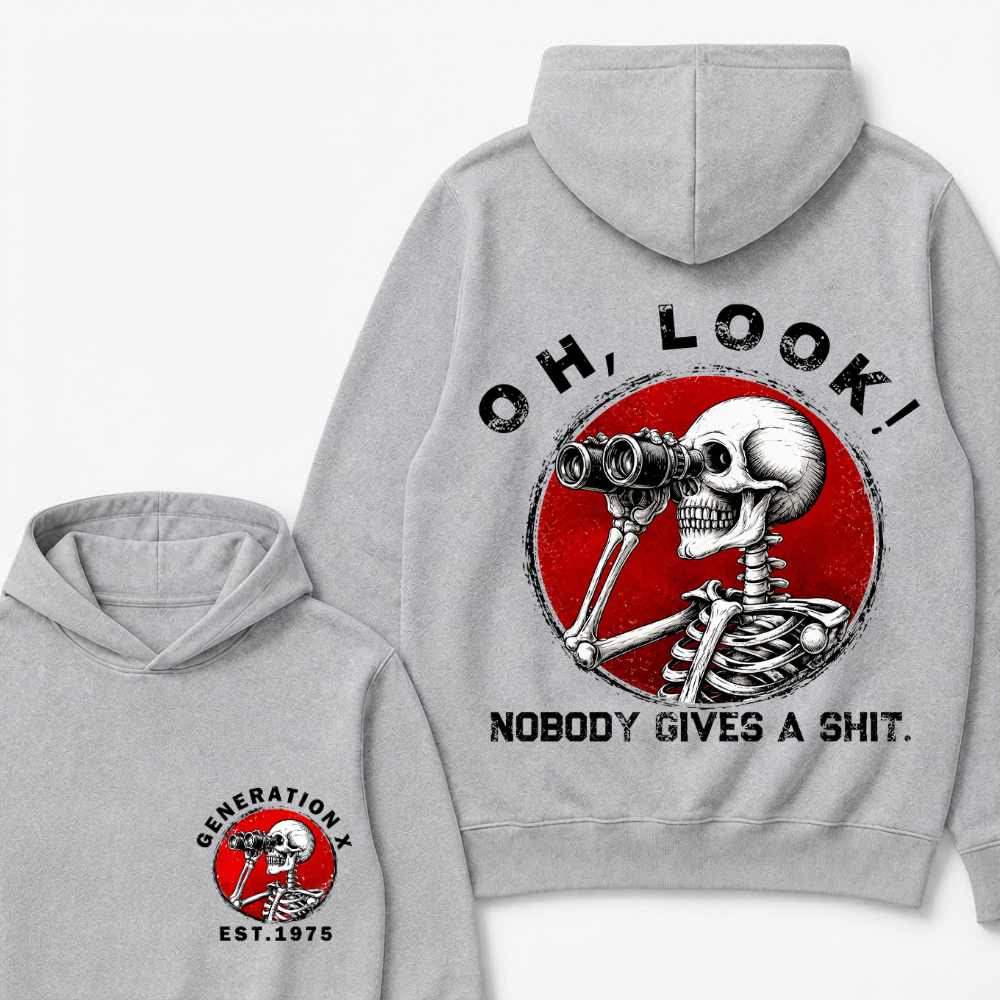 Custom Your Year EST.Year Oh,Look! Nobody Gives A Shit Print Hoodie