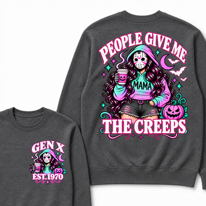 Gen X “People Give Me the Creeps” Halloween Sweatshirts – Custom Birth Year