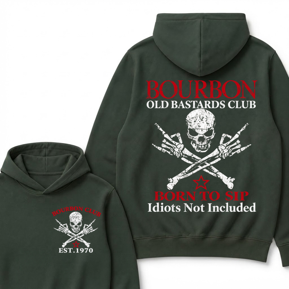 💀 OLD BASTARDS BOURBON CLUB - Customizable Est. Year Apparel Hoodie