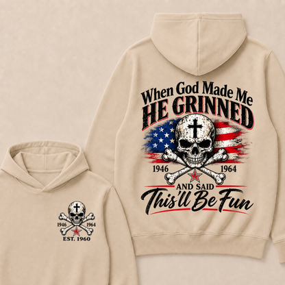 When God Made Me  He Grinned  1946 — 1964  And Said  This’ll Be Fun  Est. Year Hoodie