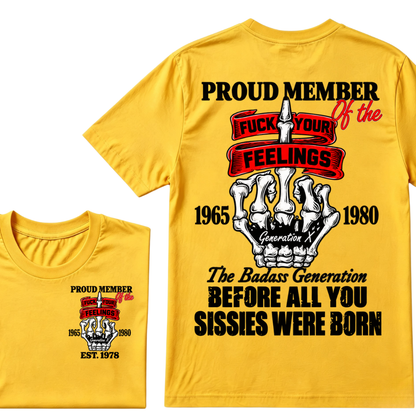 Proud Member Of The Generation X 1965-1980 The Badass Generation EST.Year Skeleton Middle Finger T-Shirt