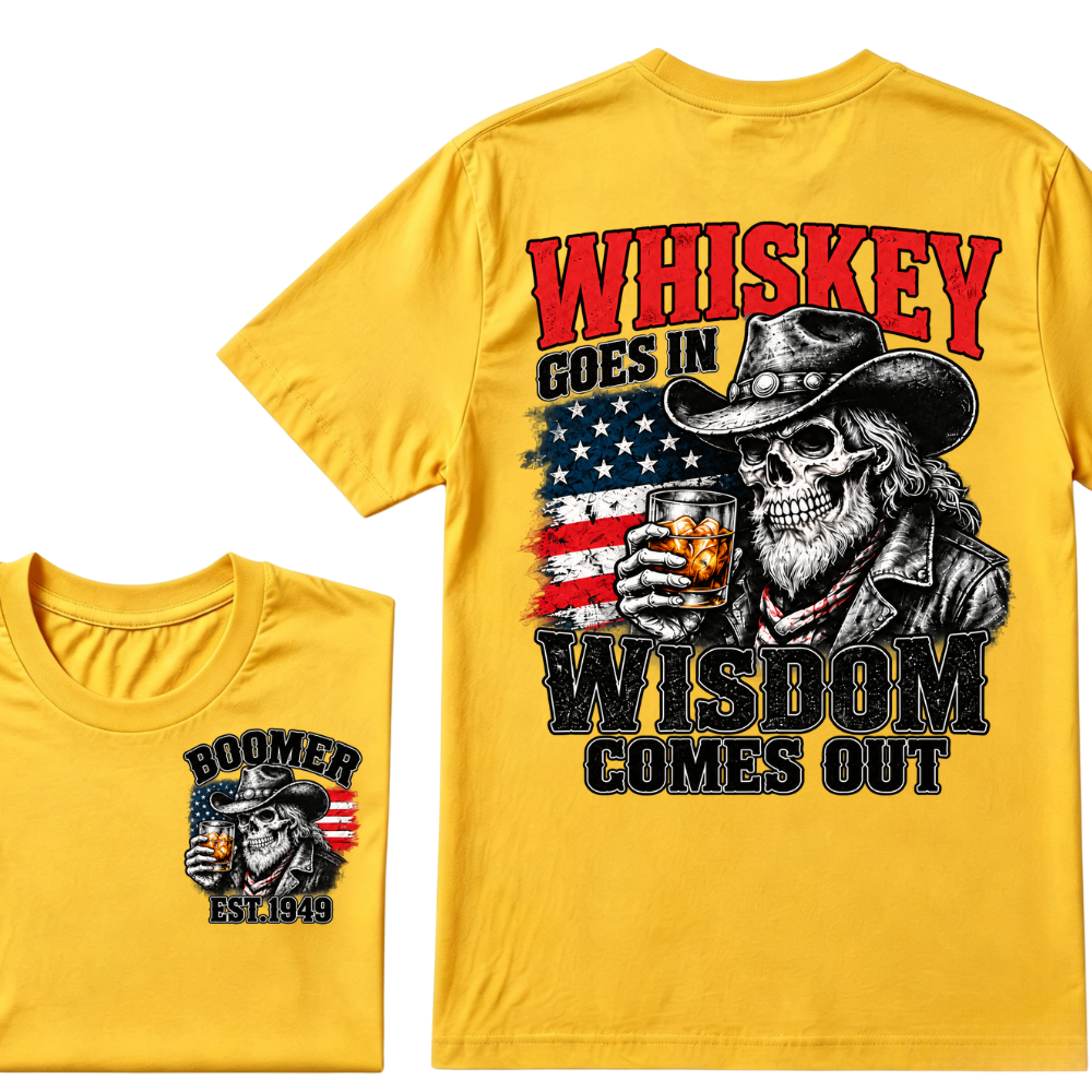 EST.Year Whiskey Goes In Wisdom Comes Out Western Whiskey Graphic Tee