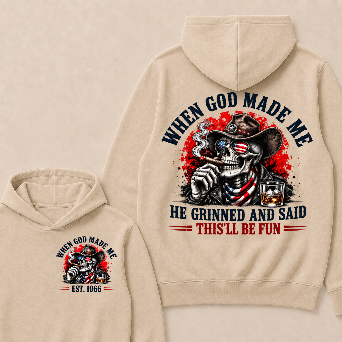 When God Made Me  He Grinned And Said  This'll Be Fun  Est. Year Hoodie