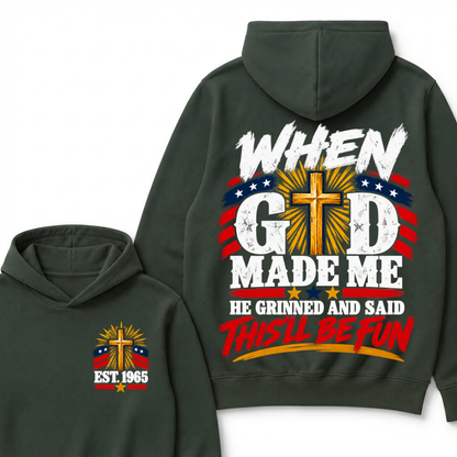 Custom Year Faith Cross Hoodie | Double Sided When God Made Me Graphic Hoodie