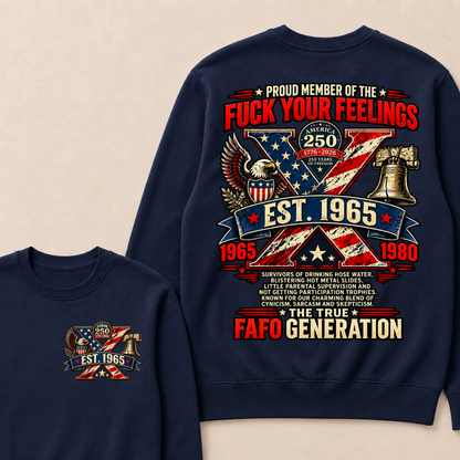 PROUD MEMBER OF THE FUCK YOUR FEELINGS AMERICA 250 1776-2026 250 YEARS OF FREEDOM EST.Year  Sweatshirt