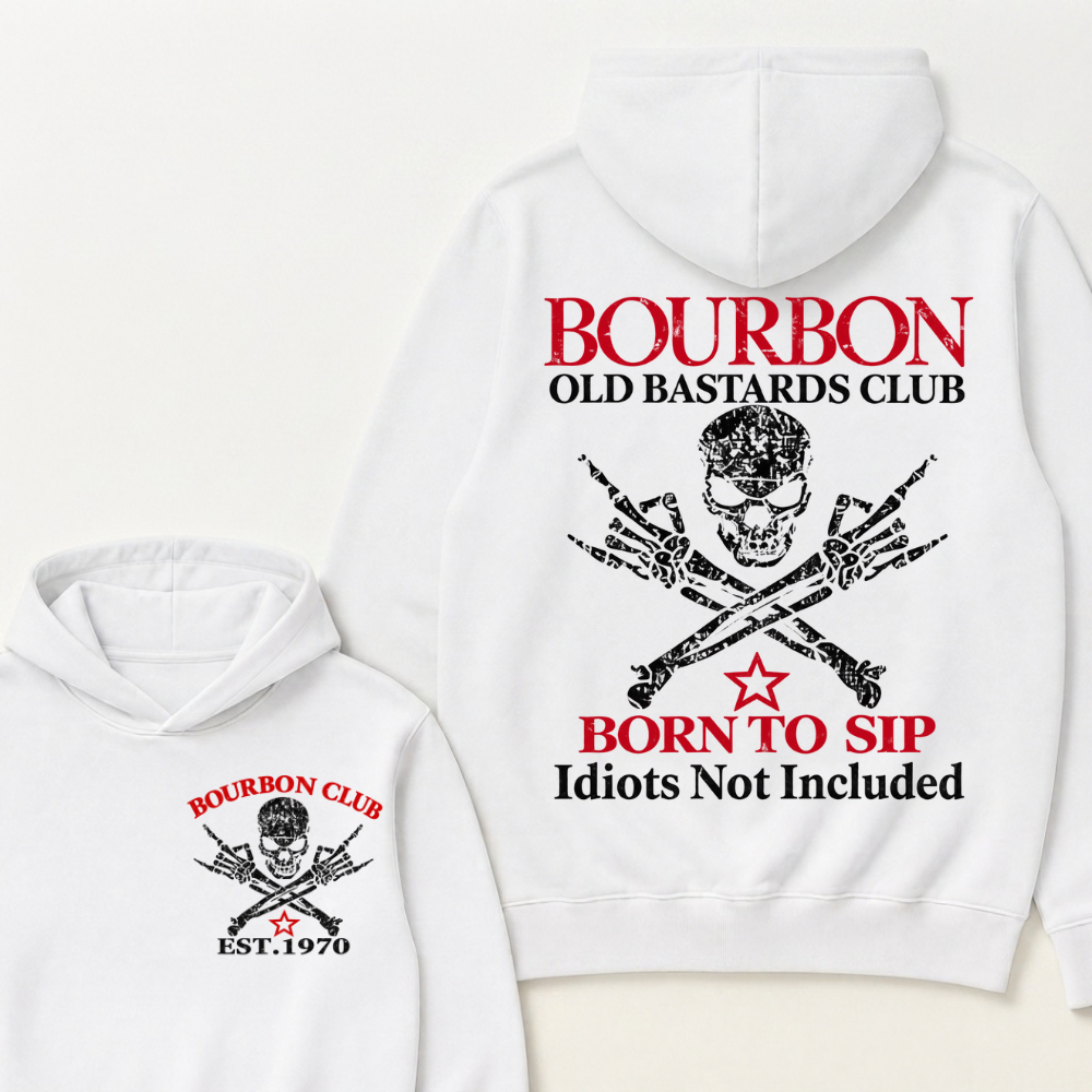 💀 OLD BASTARDS BOURBON CLUB - Customizable Est. Year Apparel Hoodie