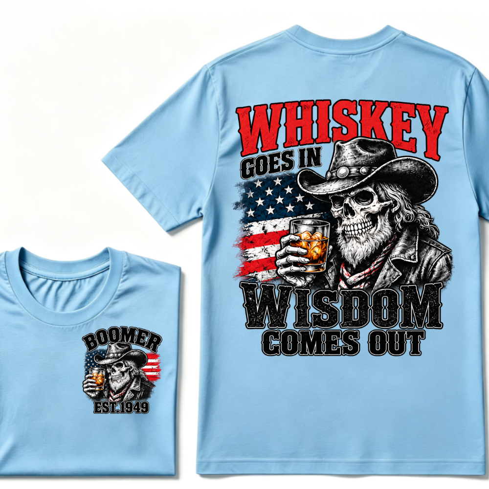 EST.Year Whiskey Goes In Wisdom Comes Out Western Whiskey Graphic Tee