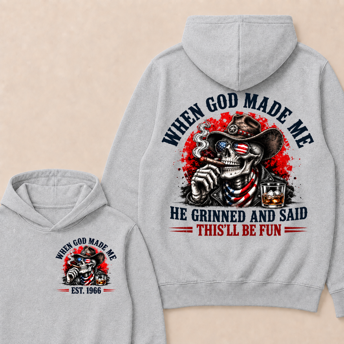 When God Made Me  He Grinned And Said  This'll Be Fun  Est. Year Hoodie