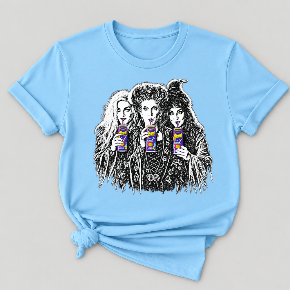 Sanderson Sisters Drinking Juice Box Hocus Pocus Halloween Witch Graphic T-Shirt