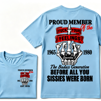 Proud Member Of The Generation X 1965-1980 The Badass Generation EST.Year Skeleton Middle Finger T-Shirt