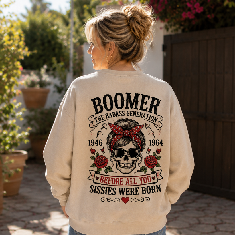 Custom Est.Year Boomer The Badass Generation 1946 1964 Before All You Sissies Were Born Crewneck