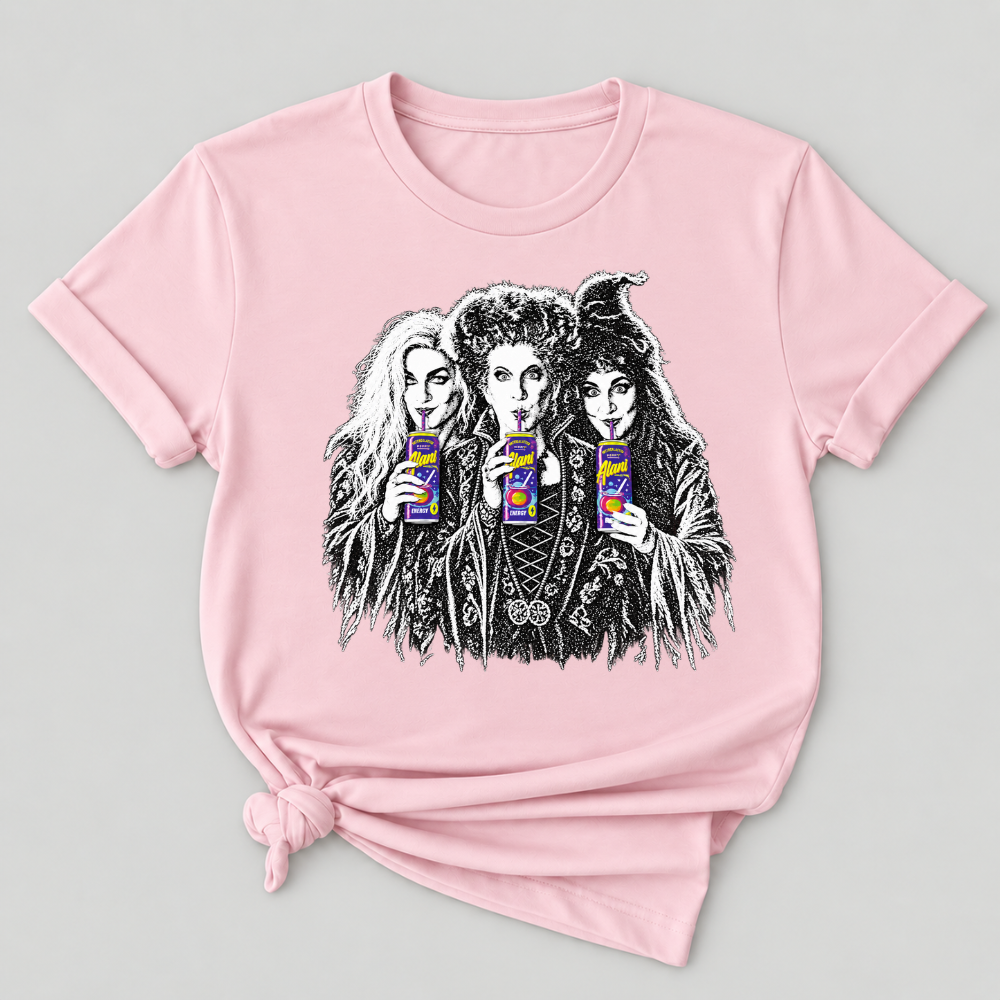 Sanderson Sisters Drinking Juice Box Hocus Pocus Halloween Witch Graphic T-Shirt