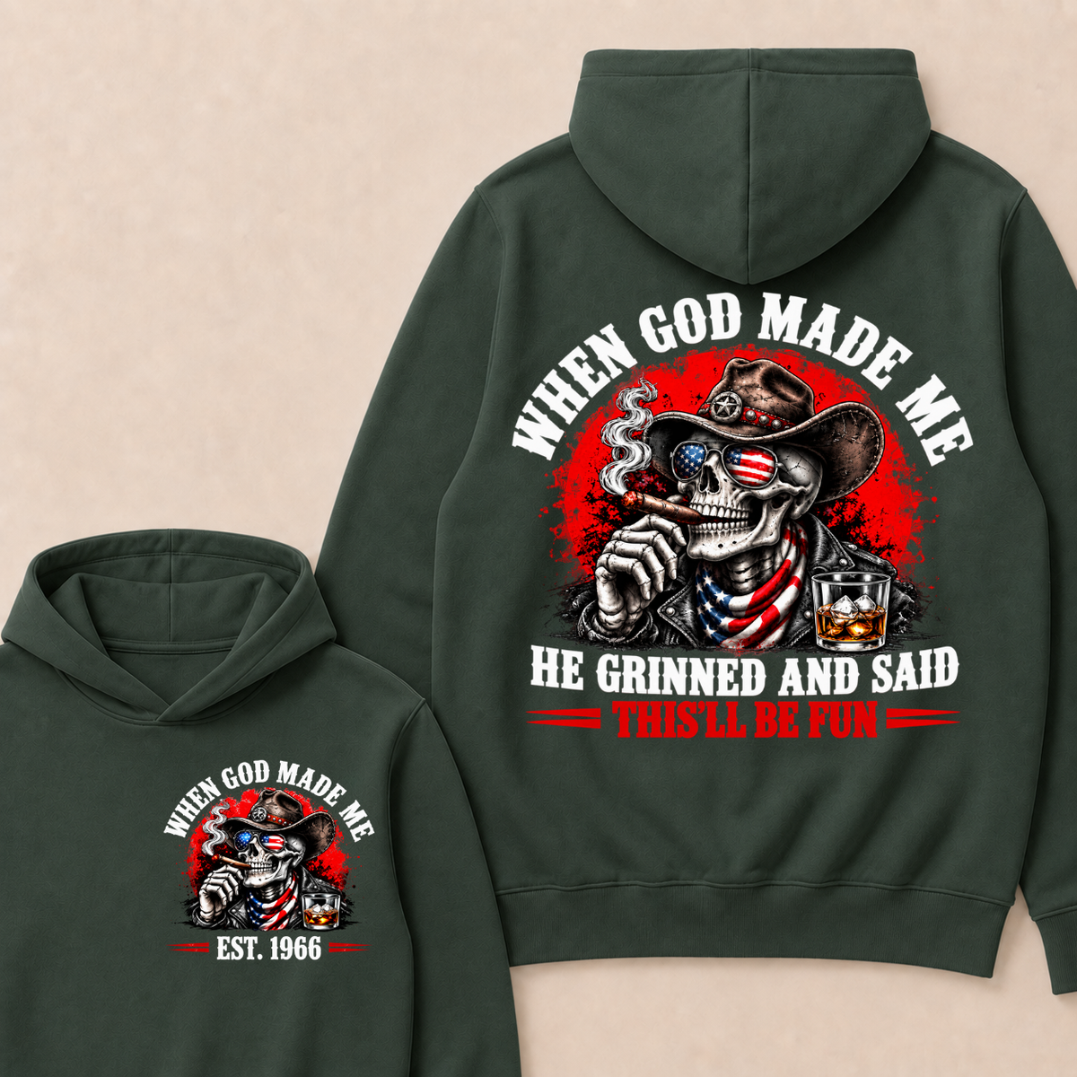When God Made Me  He Grinned And Said  This'll Be Fun  Est. Year Hoodie
