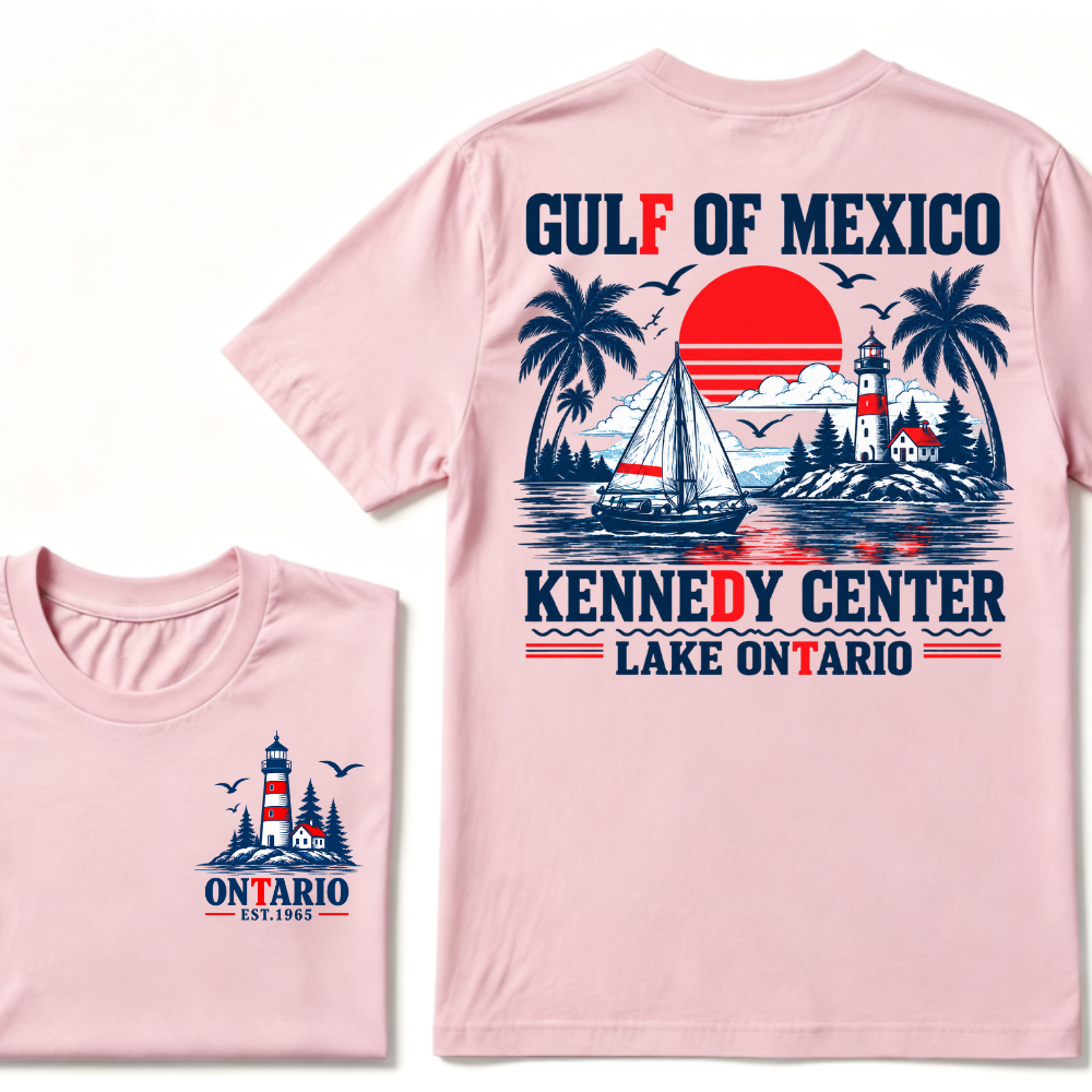 Gulf Of Mexico Kennedy Center Lake Ontario EST.Year Retro Lighthouse Sailboat Graphic T-Shirt