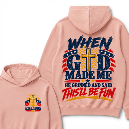 Custom Year Faith Cross Hoodie | Double Sided When God Made Me Graphic Hoodie