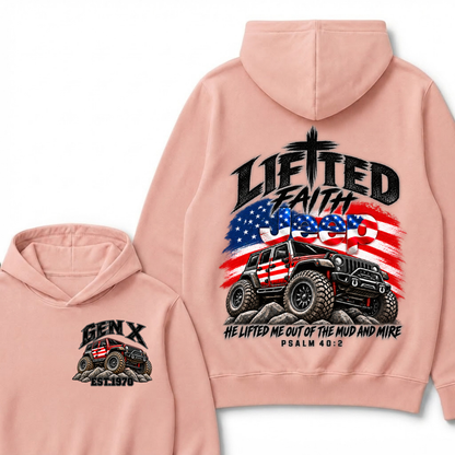 Custom Year Lifted Faith Jeep He Lifted Me Out Of The Mud And Mire Psalm 40:2 Hooodie