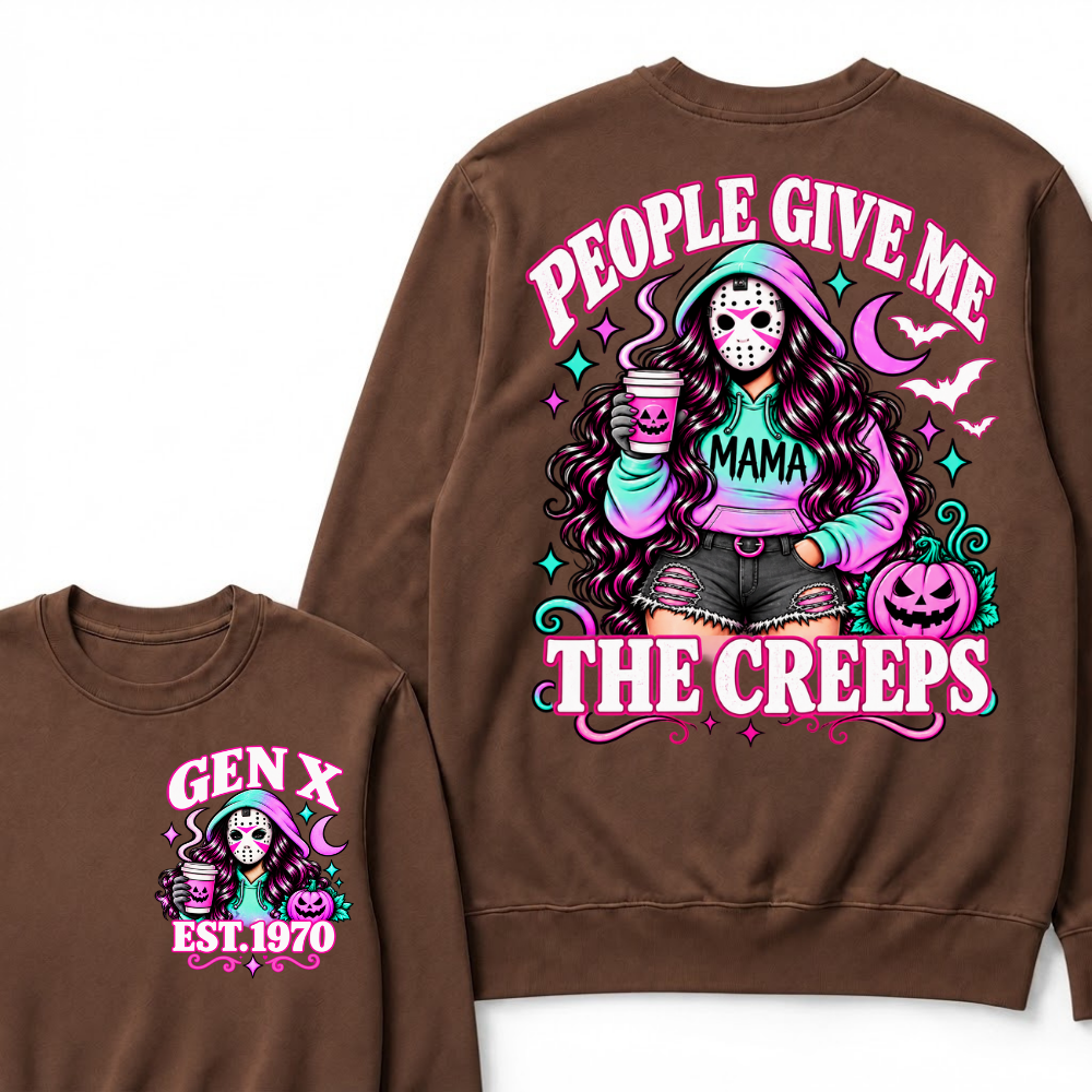 Gen X “People Give Me the Creeps” Halloween Sweatshirts – Custom Birth Year