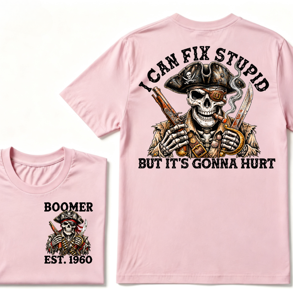 "Fixed Stupid, Endured Classics" - Pirate Skull Vintage Custom Series T-shirt