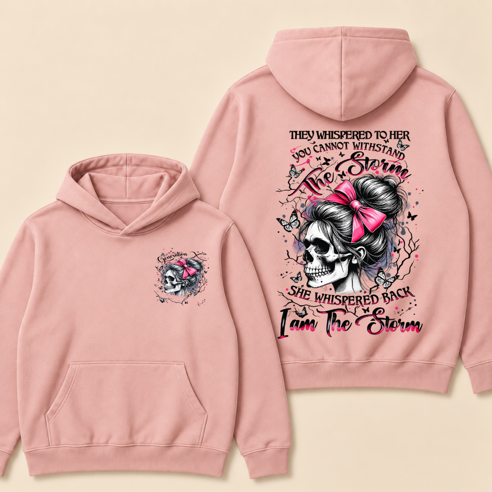 "I Am The Storm" – Generation X EST.Year Pink Bow Skull Retro Hoodie
