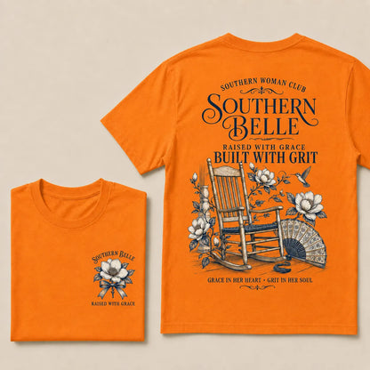 "Southern Belle – Raised with Grace, Built with Grit" Crew Neck Tee