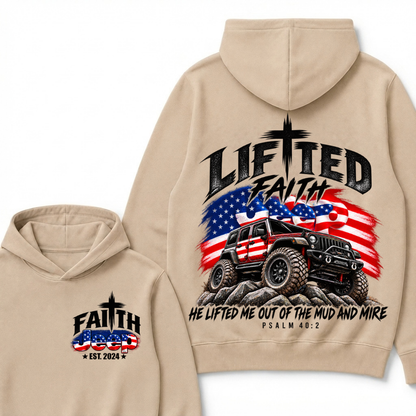 Custom Year Lifted Faith Jeep He Lifted Me Out Of The Mud And Mire Psalm 40:2 Hoodie, Christian Patriotic Hoodie