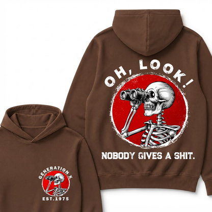 Custom Your Year EST.Year Oh,Look! Nobody Gives A Shit Print Hoodie